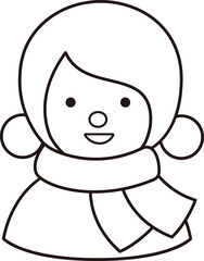 Portrait of girl wearing scarf outline