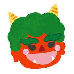 【節分素材】笑っている赤鬼の顔