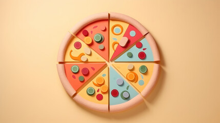 Pizza (Italian) made in part of paper cut craft,  Layered paper,  Paper craft,  Minimal design