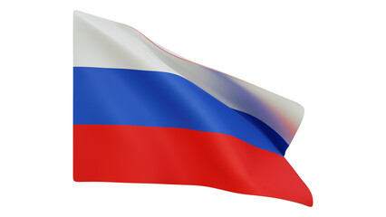 Russia flag realistic 3d render isolated, russia flag isolated, russia flag background