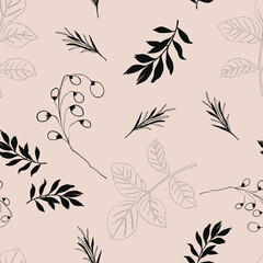 Fototapeta premium Outline line art Flower blossom botanical poinsettia, rose, chrysanthemum, camellia blooming digital clipart watercolor aquarelle romantic luxury seamless pattern