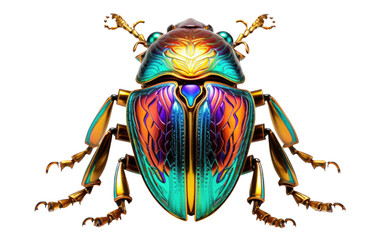 Iridescent Scarab on transparent background, PNG Format - obrazy, fototapety, plakaty