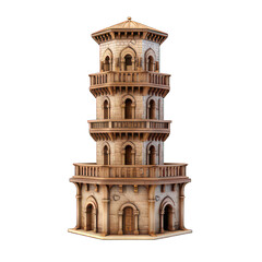 Wooden ancient roman tower isolated on white created with Generative AI