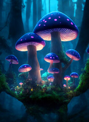 Fototapeta na wymiar The fairytale world of mushrooms through the lens of macro photography.