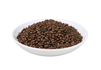 roasted black chocolate wheat malt grain barley isolated in white bowl background