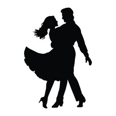 Couple Dancing Silhouette on White