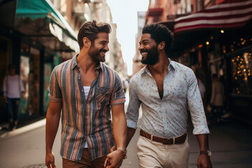 Naklejka premium Portrait of two powerful homosexual men, LGBTQ acceptance