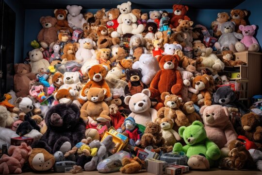 Whimsical Wonderland: Children's Room Bursting with Plush Toy Delight and Playful Chaos