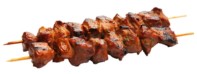 Delicious grilled kebab on skewers, cut out
