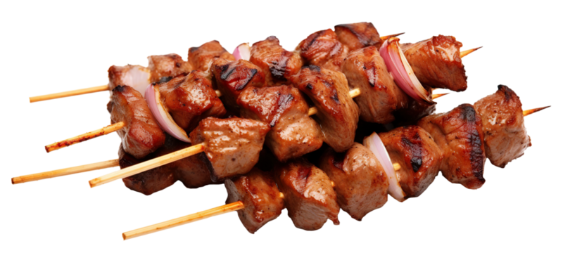Delicious grilled kebab on skewers, cut out