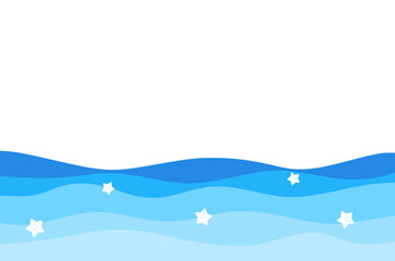 Abstract blue wave with star vector.