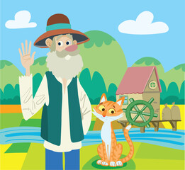 grandfather the miller and the cat by the mill