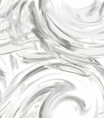 Seamless pattern of swirling strokes of acrylic white and gray paint with gilded veining. Vector - 677205187