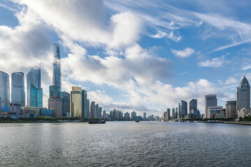 Fototapeta premium Shanghai city financial district skyline panorama at sunrise