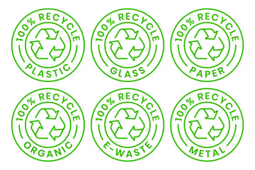 Set of symbols and signs for design of recycle label products	