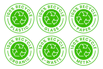 Set of symbols and signs for design of recycle label products	