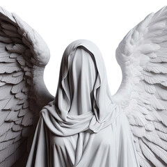angel closeup isolated on white - obrazy, fototapety, plakaty