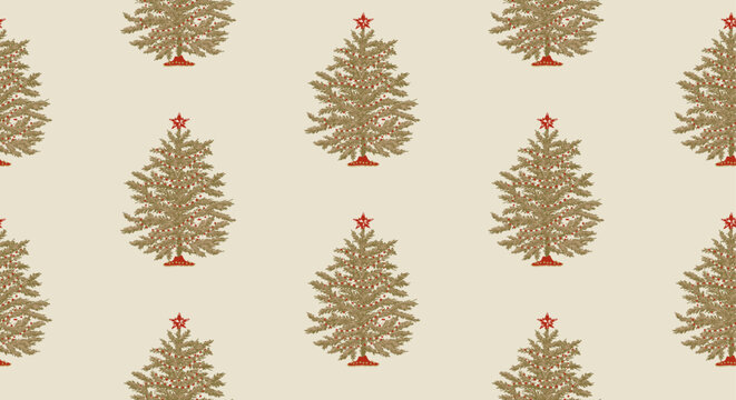 Christmas seamless pattern with fir tree