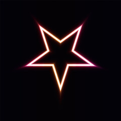 Neon light effect star geometric shape vector illustration.