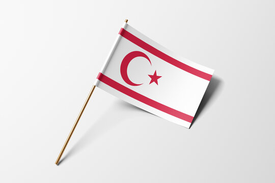 Northern Cyprus flag of small paper, isolated on white background - Powered by Adobe