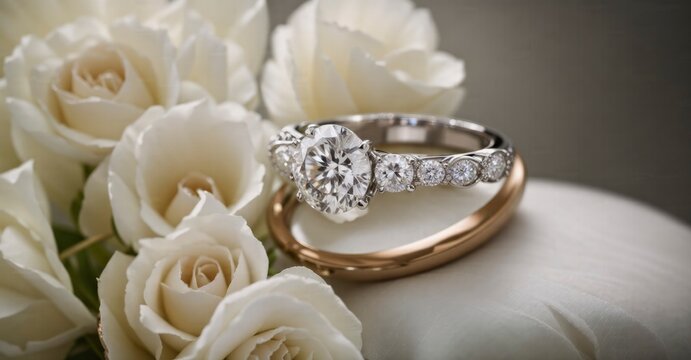 Timeless Beauty Captivating Photograph of Bride Highlights Elegant Engagement Diamond Ring