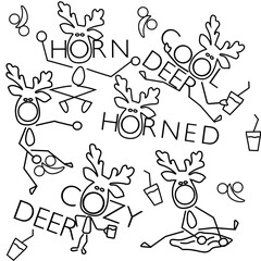 Reindeer doodle on white background