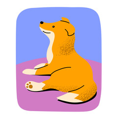 Red collie dog. Cute friendly pet. Cheerful domestic animal. Picture for a postcard. Flat vector illustration isolated on white background