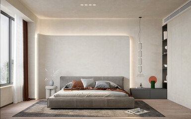 luxury hotel room, home interior bedroom. 3d rendering