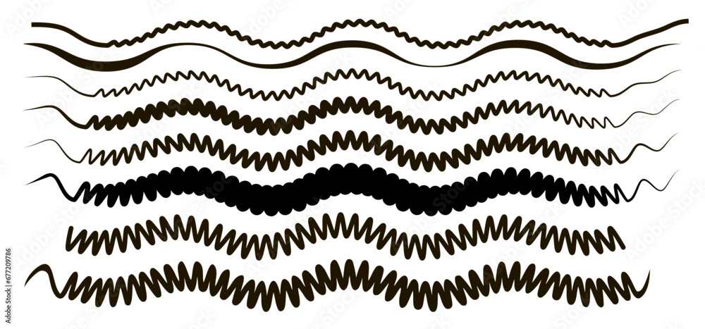 Fototapete wave curve, flow pattern, vector design element. abstract dynamic stroke, linear graphic rays. sound