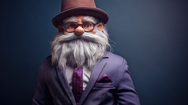  a close up of a figurine of a man in a suit and tie wearing glasses and a top hat.  generative ai