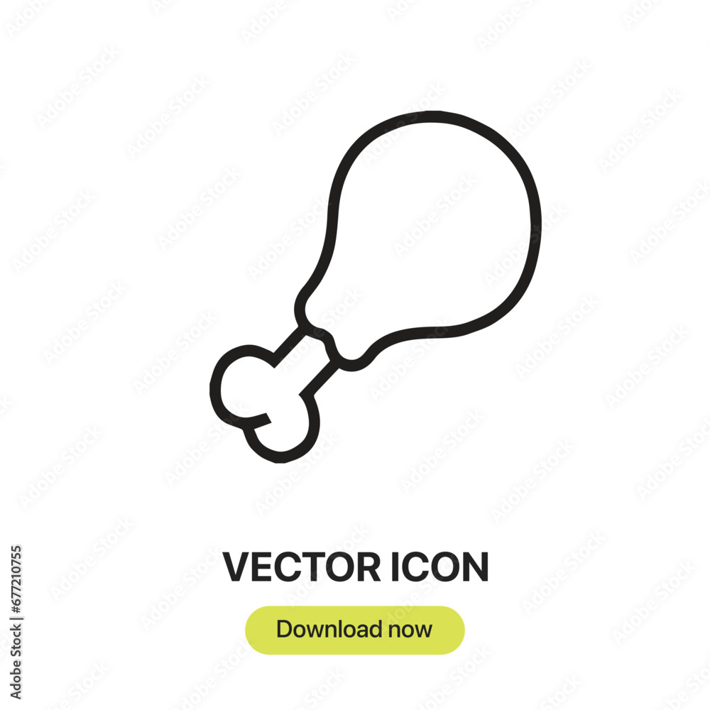 Fototapete chicken leg icon vector. linear-style sign for mobile concept and web design. chicken leg symbol ill