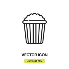 Popcorn icon vector. Linear-style sign for mobile concept and web design. Popcorn symbol illustration. Pixel vector graphics - Vector.