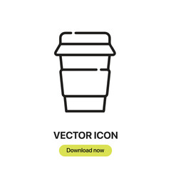 Coffee icon vector. Linear-style sign for mobile concept and web design. Coffee symbol illustration. Pixel vector graphics - Vector.