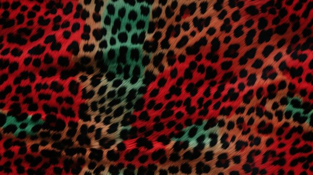 Fur leopard skin texture christmas colorful seamless pattern tile. for Print. fabric. wall wallpaper graphics. template for artwork design.