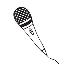 Microphone silhouette on a white background