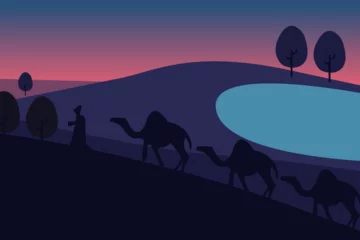 Foto op Plexiglas camels in the desert © ADMS ICONS