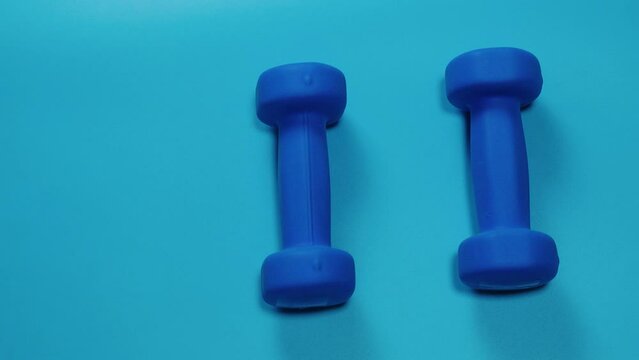 Dumbbells. Sport lifestyle concept. fitness training and gym flat lay. Set for pilates, fitness.