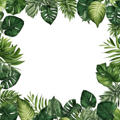Fototapeta premium Green leaf frame with copy space isolated on white