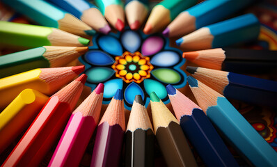 Fototapeta premium color pencils ai generative