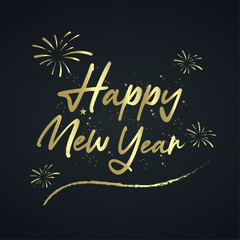 Happy new year lettering text vector
