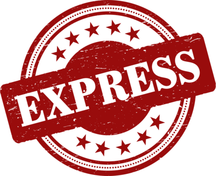 Express round red grunge stamp