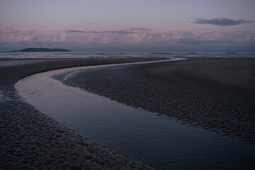 sunset ower the river sea