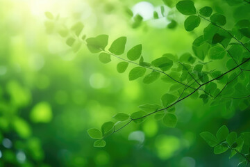 Obraz premium Nature of green leaf in garden at summer. Closeup beautiful Natural green leaves plants using as spring background. Generative AI.