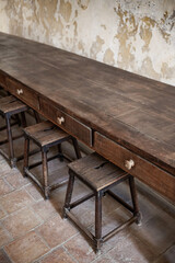 Rustic dining room of the Abbey of Saint Hilaire in the Luberon in France