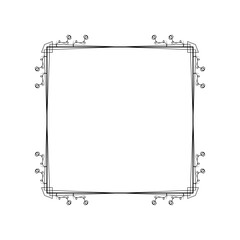 Abstract Black Simple Line Square With Leaf Leaves Frame Flowers Doodle Outline Element Vector Design Style Sketch Isolated Illustration For Wedding And Banner