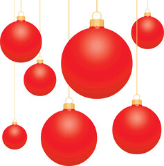 Boules de Noël rouges avec suspensions en or	 - obrazy, fototapety, plakaty