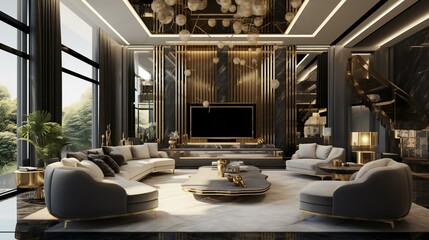 a living room filled with furniture