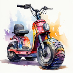 Fototapeta premium watercolor Segway bike clipart, Generative Ai