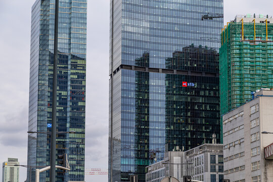 Warsaw, Poland - October 1, 2023: Office buildings and XTB company headquarters