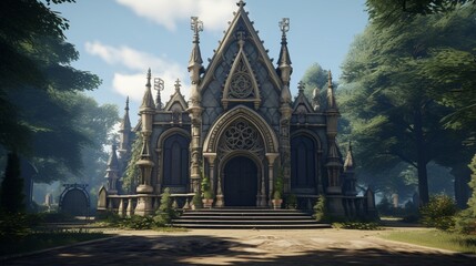 A charming Victorian mausoleum, surrounded by the quiet beauty of a cemetery, a place where history and memory intertwine